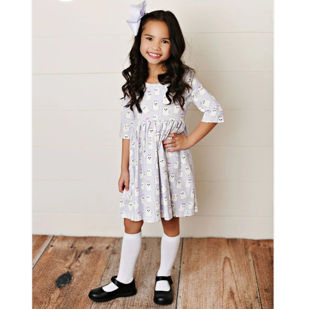 Swoon Baby Girls Twirl Dress - Lavender Halloween Ghosts Size 6